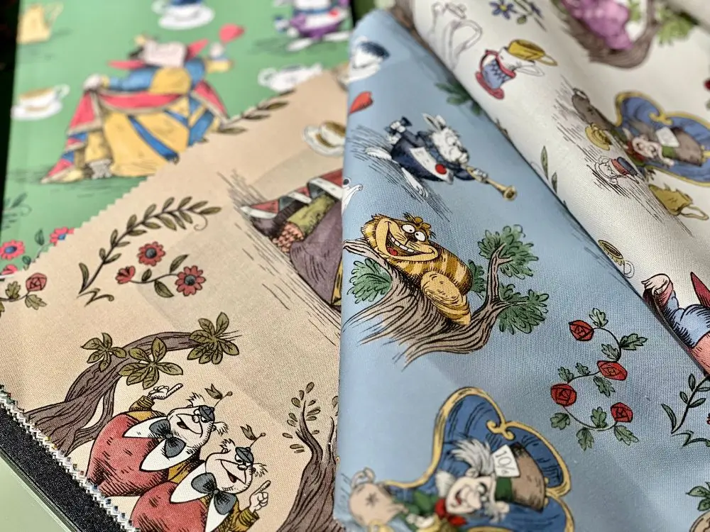 Sanderson Alice in Wonderland Disney themed wallpaper on sale by Zefiro Interiors